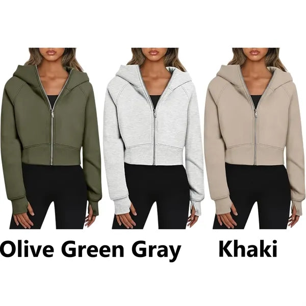 Women's Cropped Zip Up Hoodie