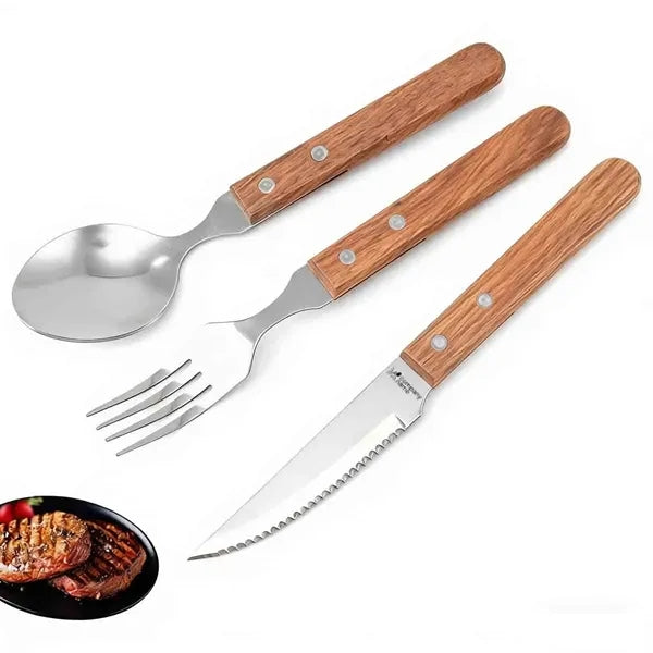 Stainless Steel Tableware with Wooden Handle