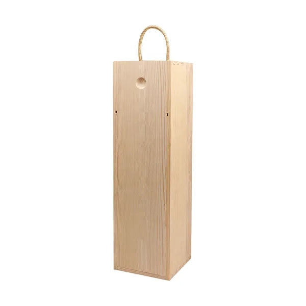 Wooden Wine Gift Box For 1 Bottle W/Handle
