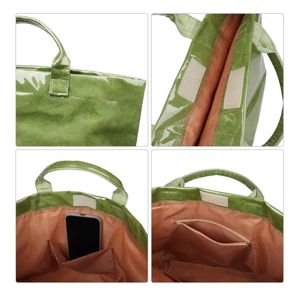 Waterproof Dupont Paper Shopping Tote Bag 13.4"x12"x5.5"