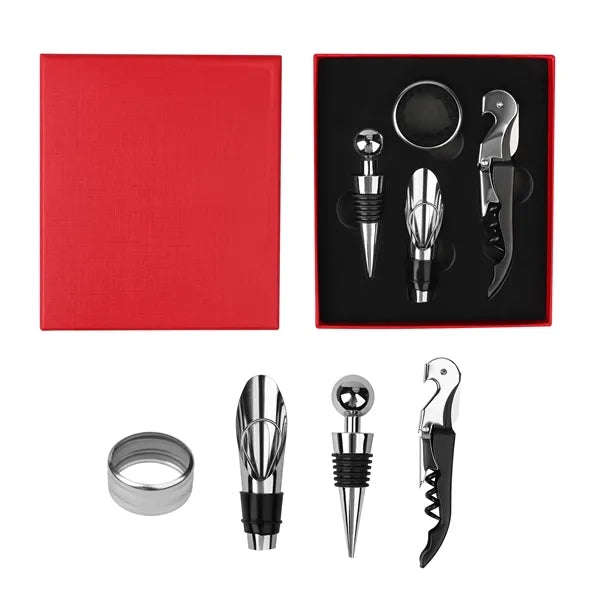 4 Piece Premium Wine Opener Set With Case