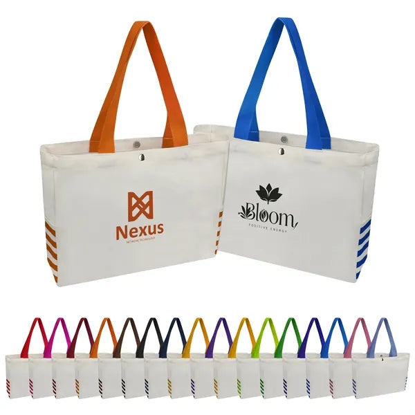 12Oz Cotton Canvas Shopping Tote Bag W/ Magnetic Snap