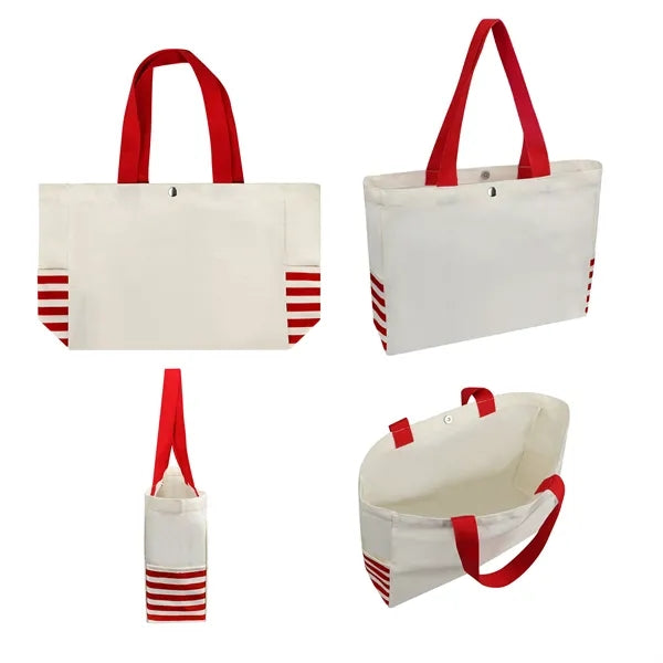 12Oz Cotton Canvas Shopping Tote Bag W/ Magnetic Snap
