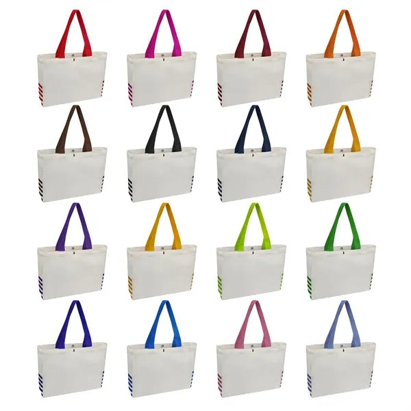 12Oz Cotton Canvas Shopping Tote Bag W/ Magnetic Snap