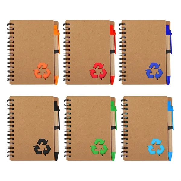 Kraft Cover Mini Spiral Notebook Journal With Pen
