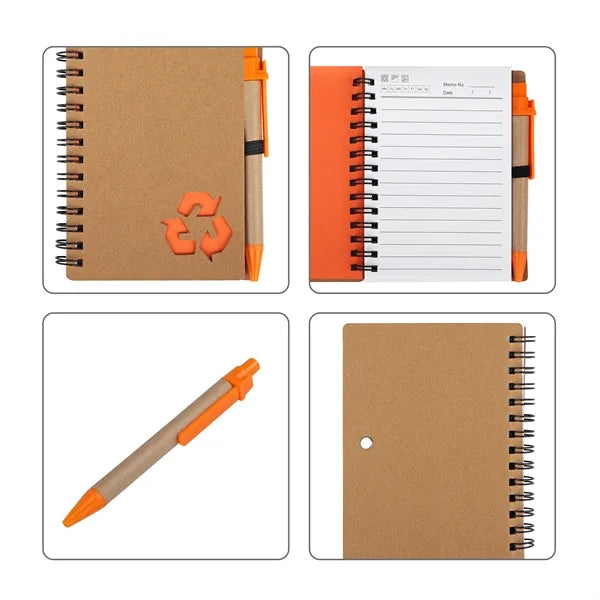 Kraft Cover Mini Spiral Notebook Journal With Pen