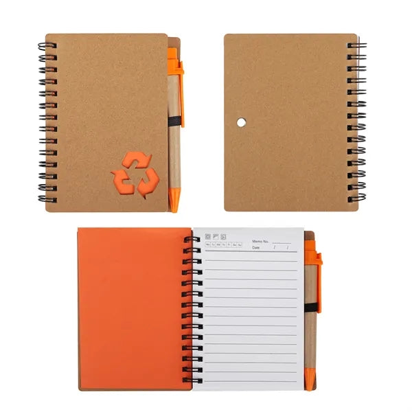 Kraft Cover Mini Spiral Notebook Journal With Pen