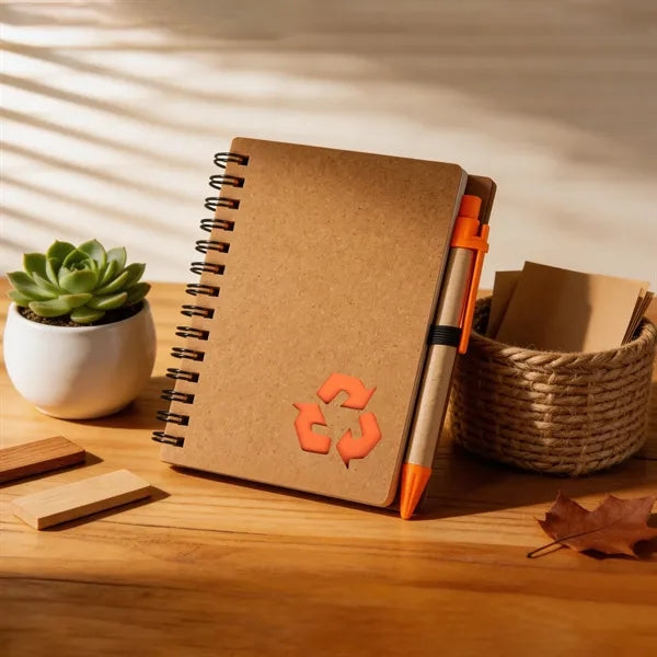 Kraft Cover Mini Spiral Notebook Journal With Pen