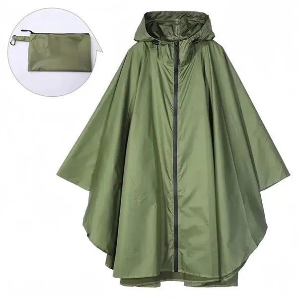 Zipper Rain Poncho Jacket With Pocket