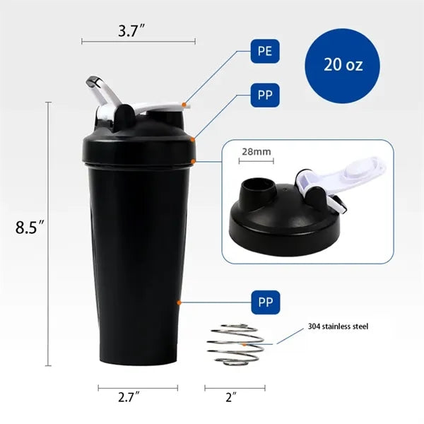 20 OZ. Protein Fitness Shaker Bottle