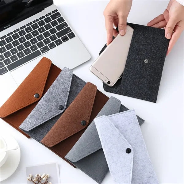 Felt Snap Button Organizer Pouch Compact Storage