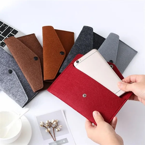 Felt Snap Button Organizer Pouch Compact Storage
