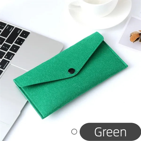 Felt Snap Button Organizer Pouch Compact Storage