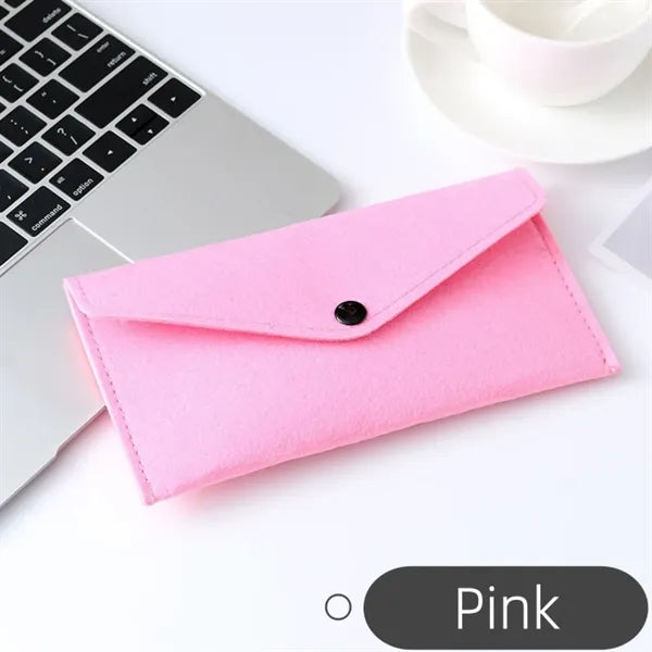 Felt Snap Button Organizer Pouch Compact Storage