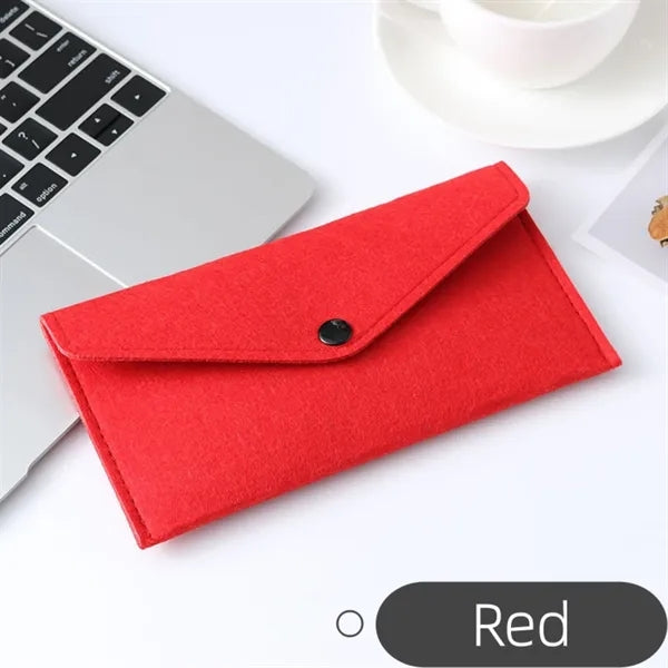 Felt Snap Button Organizer Pouch Compact Storage