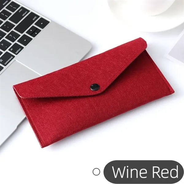 Felt Snap Button Organizer Pouch Compact Storage