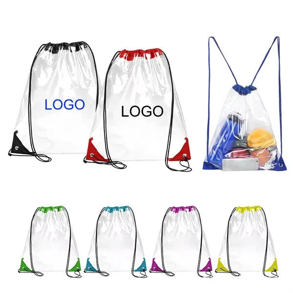 Clear Waterproof PVC Drawstring Bags