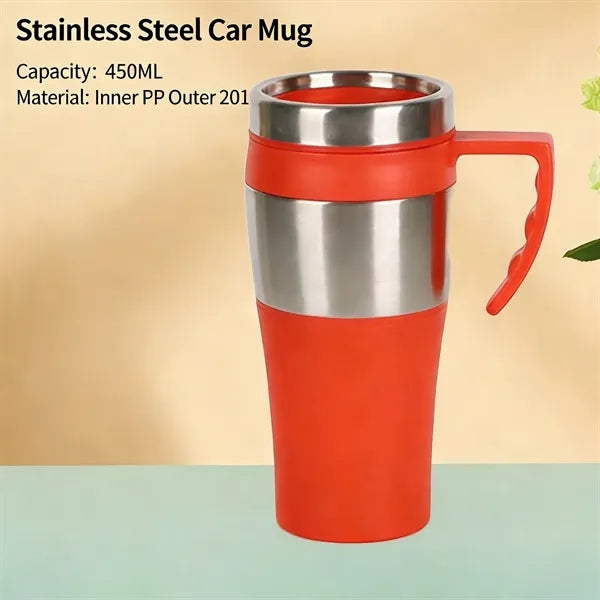 15oz Travel Portable Large Capacity Car Cup PP Stainless