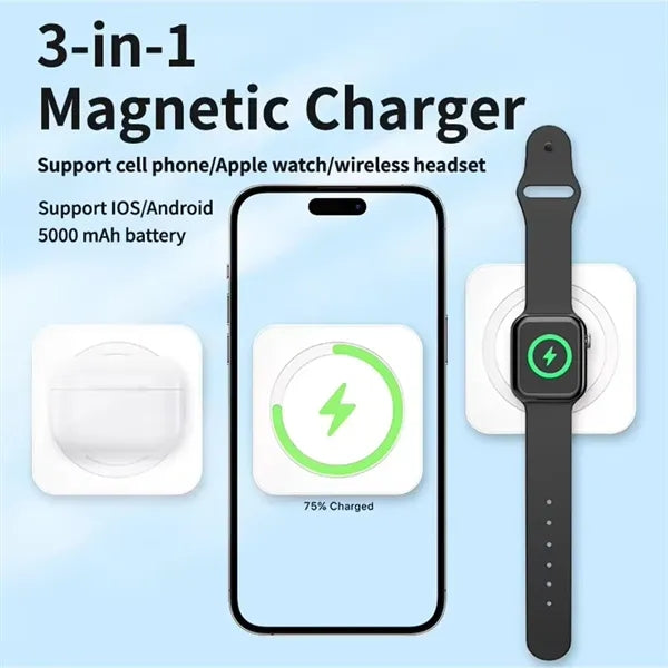 Convenient 3-in-1 Magnetic Wireless Charging Power Bank