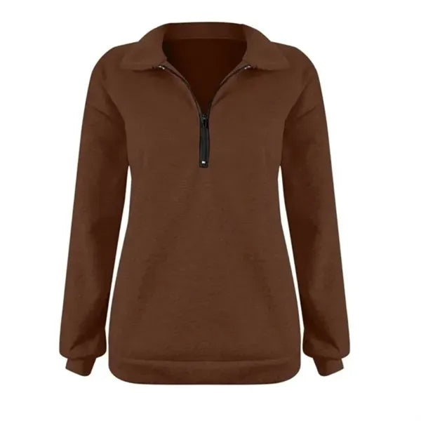 Cozy Half-Zip Fleece Pullover With Long Sleeves