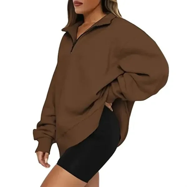 Cozy Half-Zip Fleece Pullover With Long Sleeves
