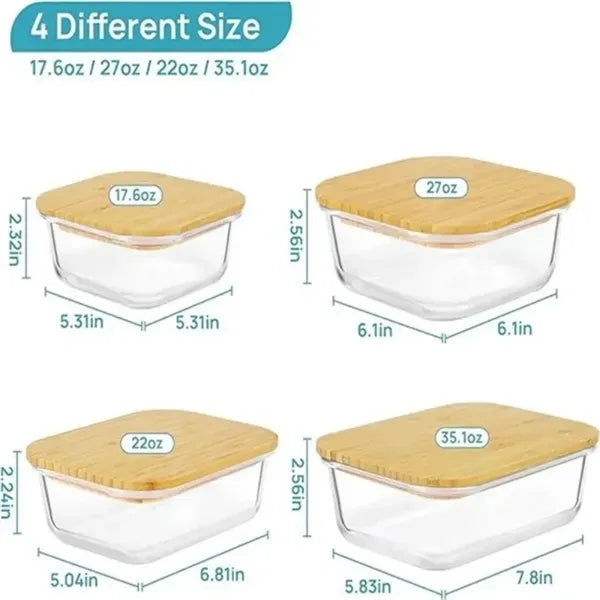 Eco-Clear Glass Meal Prep Containers with Bamboo Lids