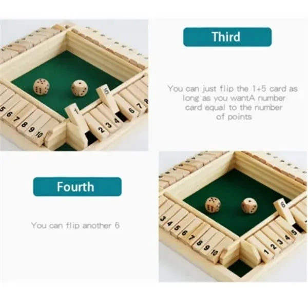 Wooden Shut-The-Box Math & Strategy Game