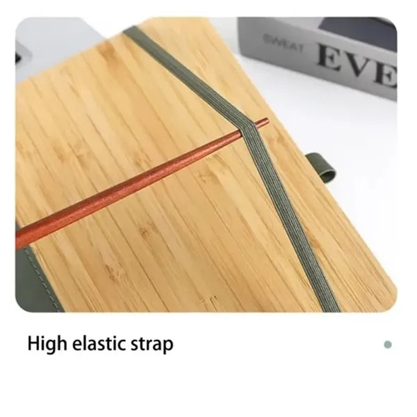 Stylish Bamboo Notebook With Pen Loop & Page Marker