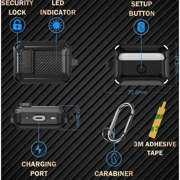 Ultra-Tough Locking Armor Case For AirPods Pro