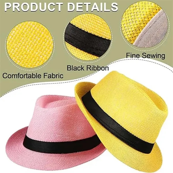 Chic Short-Brim Straw Hat for Men & Women