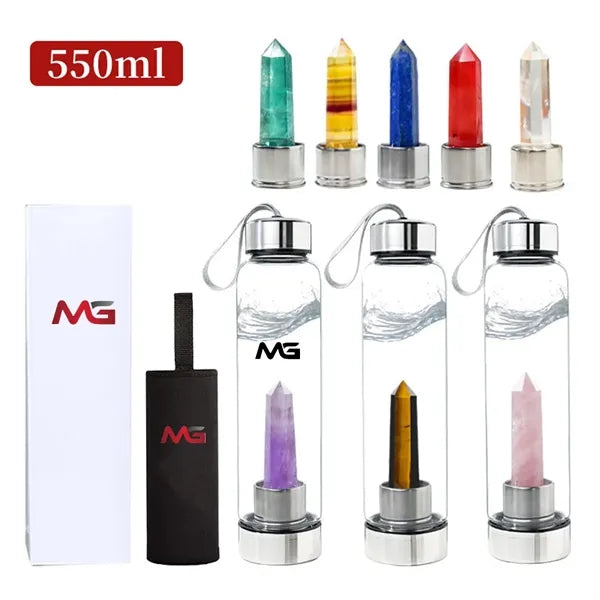 18Oz Crystal Glass Water Bottle