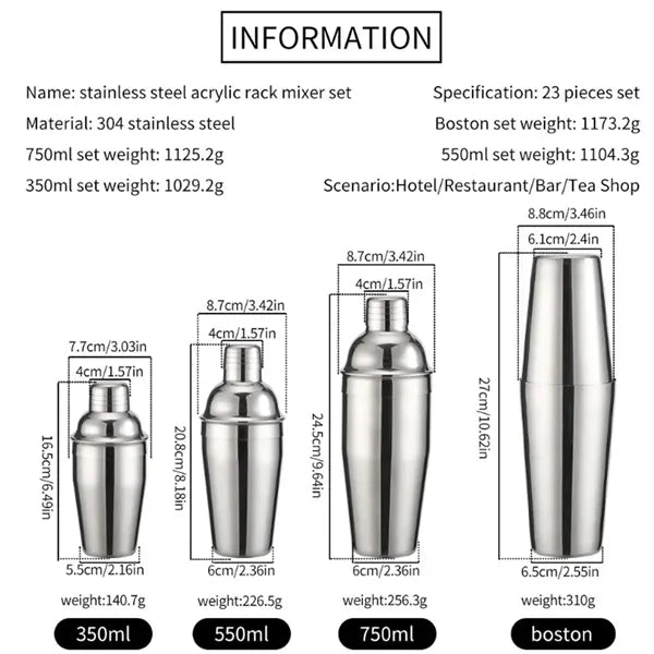 23-Piece Cocktail Shaker Set