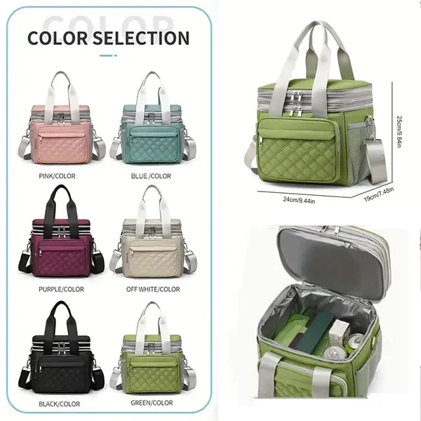Large Double-Layer Insulated Lunch Bag