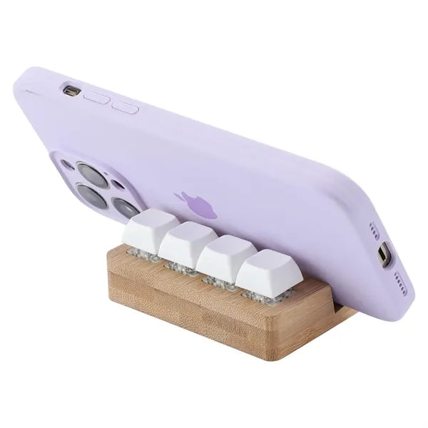 Bamboo Phone Stand with Stress Reliever Keyboard