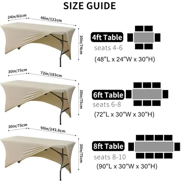 6FT Stretch Spandex Tablecloth for Standard Folding Tables