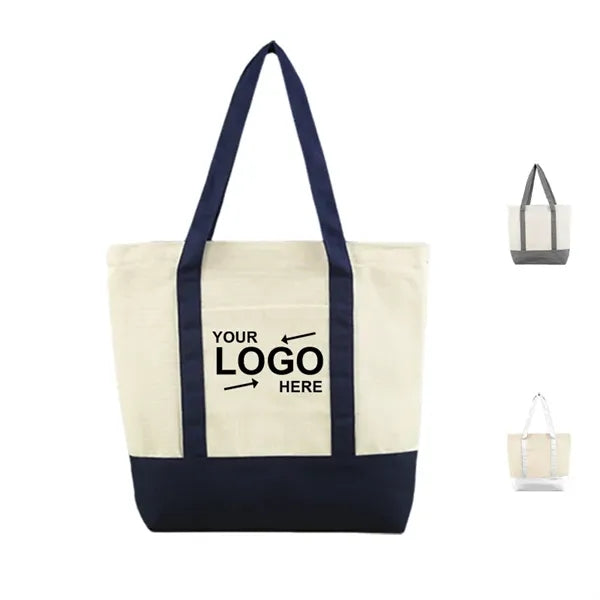 Canvas Tote With Front Pocket 16 Inch
