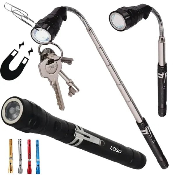 Retractable Magnetic Pickup Tool with Flashlight