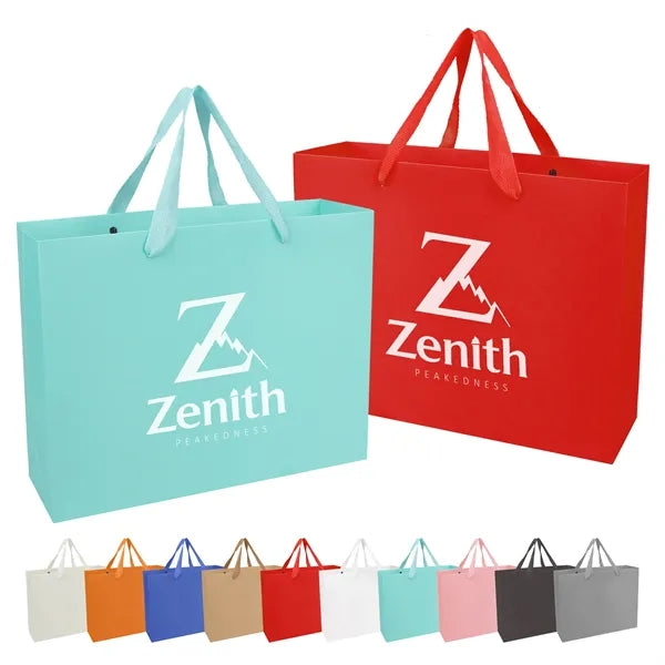 White Cardboard Euro Tote Bag Paper Gift W/ Gusset
