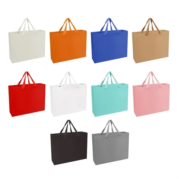 White Cardboard Euro Tote Bag Paper Gift W/ Gusset