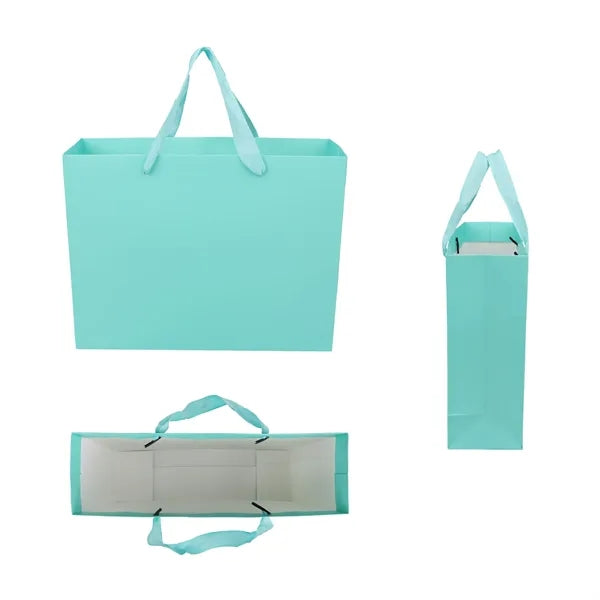 White Cardboard Euro Tote Bag Paper Gift W/ Gusset