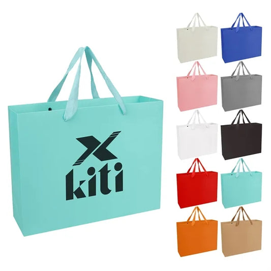 White Cardboard Euro Tote Bag Paper Gift W/ Gusset
