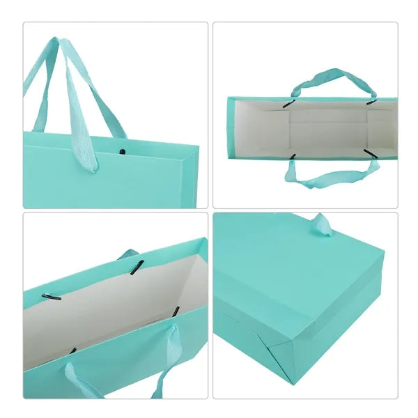 White Cardboard Euro Tote Bag Paper Gift W/ Gusset