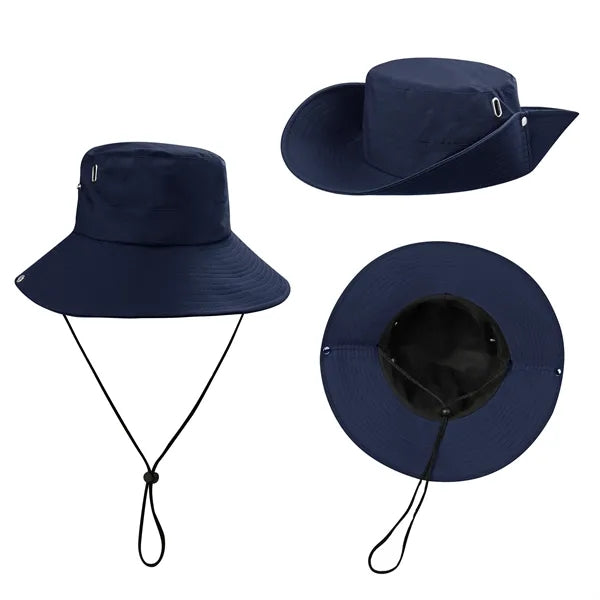 Foladable Wide Brim Sun Visor Bucket Hat W/ Adjustable Strap