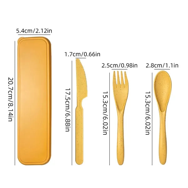 Wheat Straw Portable Knife Fork Spoons Cutlery