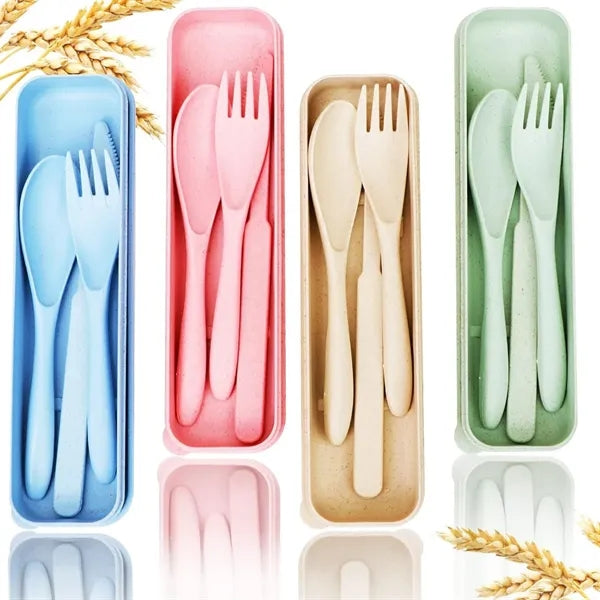 Wheat Straw Portable Knife Fork Spoons Cutlery