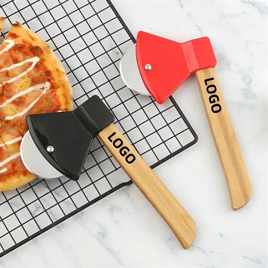 Stainless Pizza Cutter Bamboo Handle Kitchen Tools