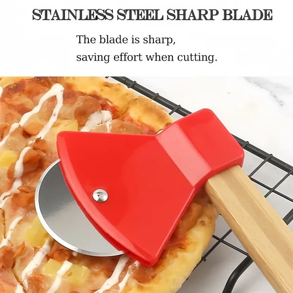 Stainless Pizza Cutter Bamboo Handle Kitchen Tools