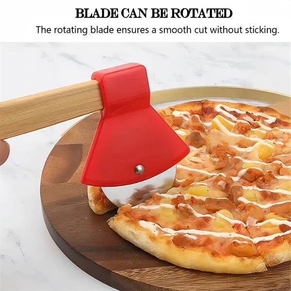 Stainless Pizza Cutter Bamboo Handle Kitchen Tools