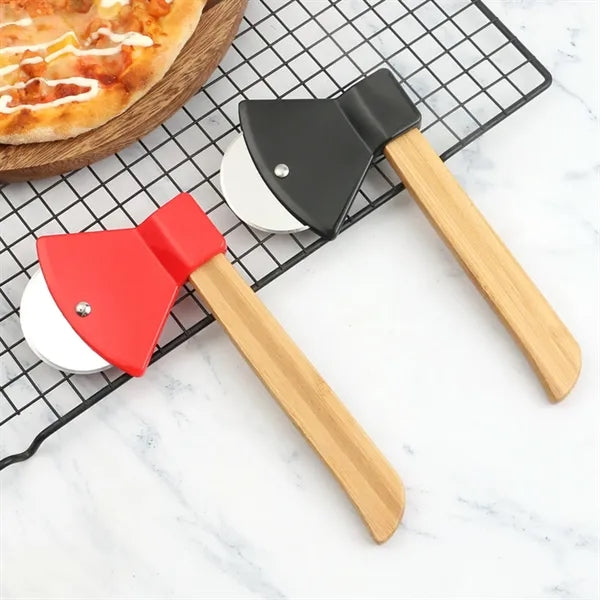 Stainless Pizza Cutter Bamboo Handle Kitchen Tools