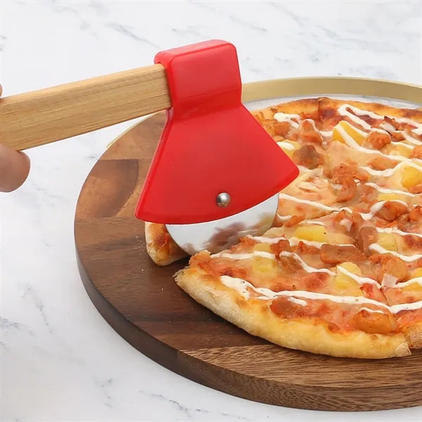 Stainless Pizza Cutter Bamboo Handle Kitchen Tools